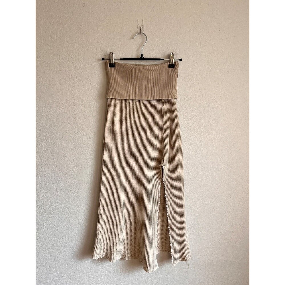 Free People FP ONE Pari Midi Skirt in Beige Size XS